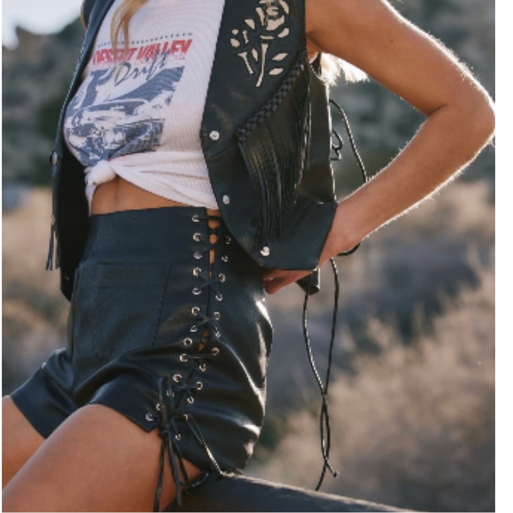 12th Tribe Black Leather shorts